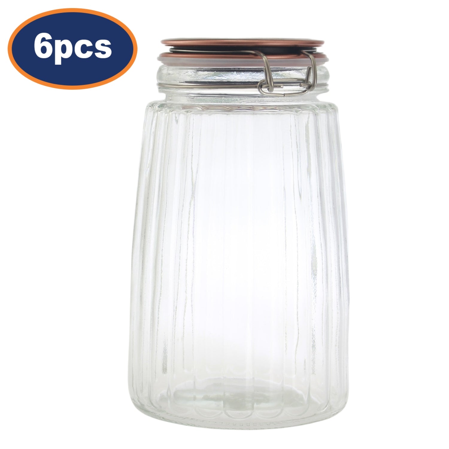 6pcs 1.8L Clip Top Preserving Storage Glass Jar