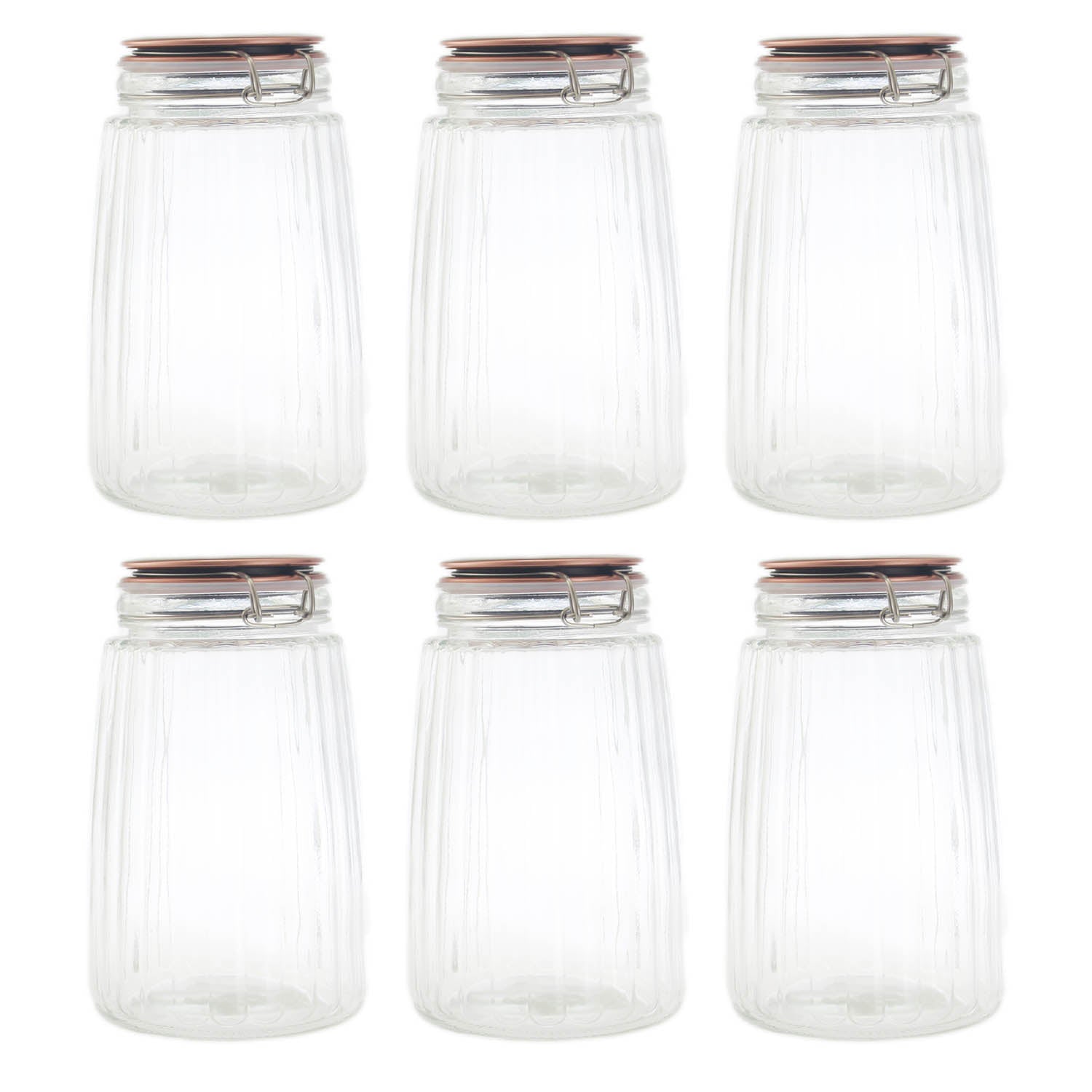 6pcs 1.8L Clip Top Preserving Storage Glass Jar