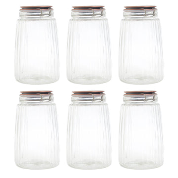 6pcs 1.8L Clip Top Preserving Storage Glass Jar