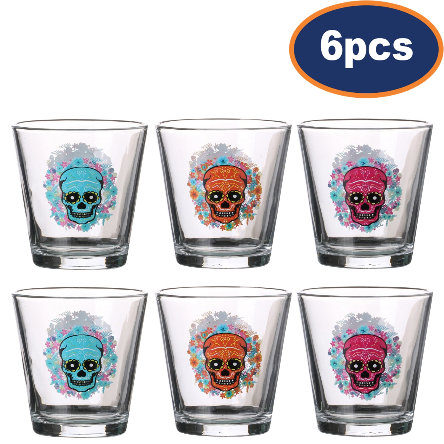 6pcs 250ml Clear Skull Shot Glass