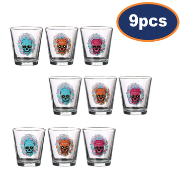 9pcs 250ml Clear Skull Shot Glass