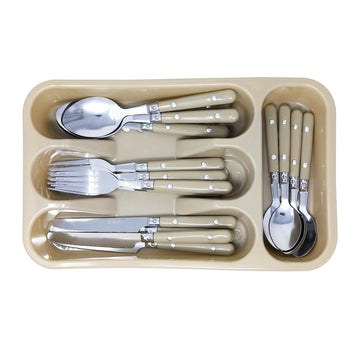 Plastic Beige Cutlery Tray with Utensils Holder