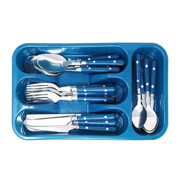 Plastic Blue Cutlery Tray with Utensils Holder
