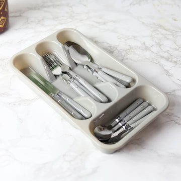 Plastic Light Grey Cutlery Tray w/ Utensils Holder