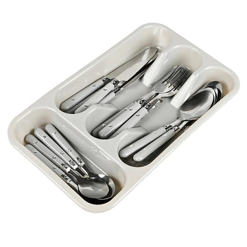 Plastic Light Grey Cutlery Tray w/ Utensils Holder