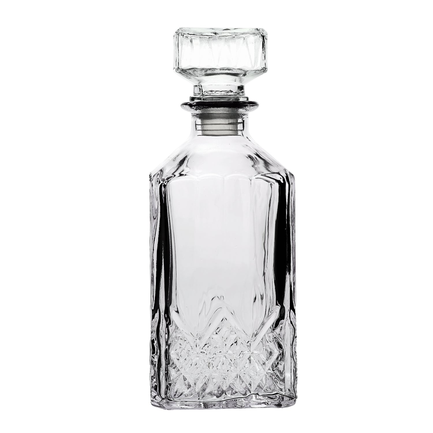 1L Airtight Lid Crystal Cut Design Glass Whiskey Decanter
