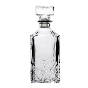 1L Airtight Lid Crystal Cut Design Glass Whiskey Decanter