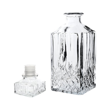 1L Airtight Lid Crystal Cut Design Glass Whiskey Decanter