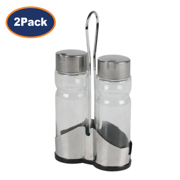2-Sets of 100ml Oil & Vinegar Glass Bottle Set with Metal Stand