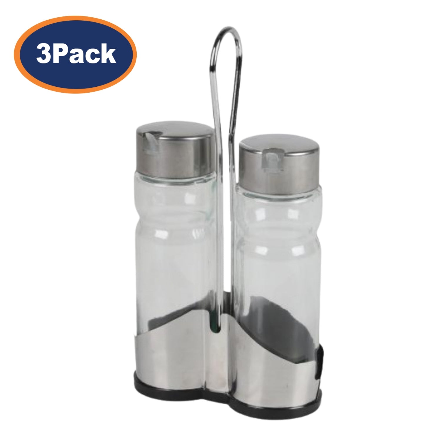 3-Sets of 100ml Oil & Vinegar Glass Bottle Set with Metal Stand
