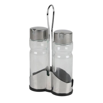 100ml Oil & Vinegar Glass Bottle Set with Metal Stand