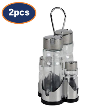 2 Sets Of Oil Vinegar Bottles Salt & Pepper Dispenser Shakers