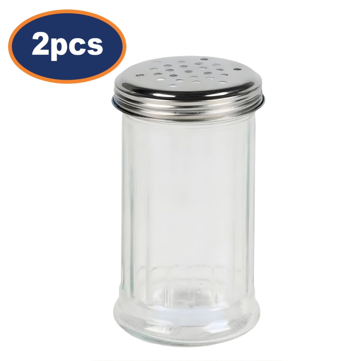 2 Sets of 300ml Retro Glass Salt & Pepper Shaker with Stainless Steel Lid