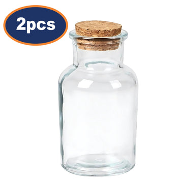 2Pcs 150ml Small Glass Bottles with Cork Lid
