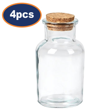 4Pcs 150ml Small Glass Bottles with Cork Lid