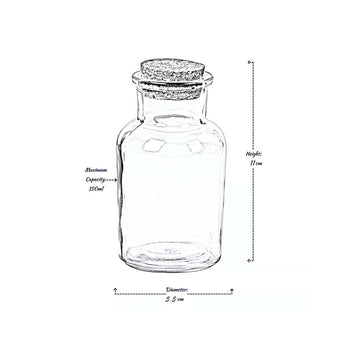 2Pcs 150ml Small Glass Bottles with Cork Lid