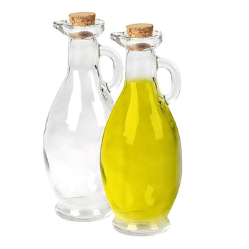 2pcs 250ml w/ Cork Lid Oil & Vinegar Glass Bottles Set