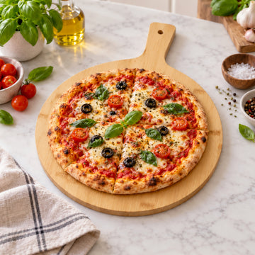 Round Pizza Board 24.5cm Wood Chopping Board with Handle
