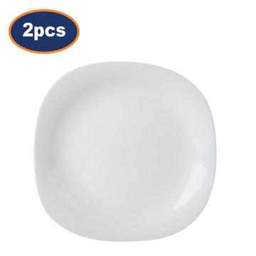 2Pcs 26cm Square Opal Glass White Flat Dinner Plate