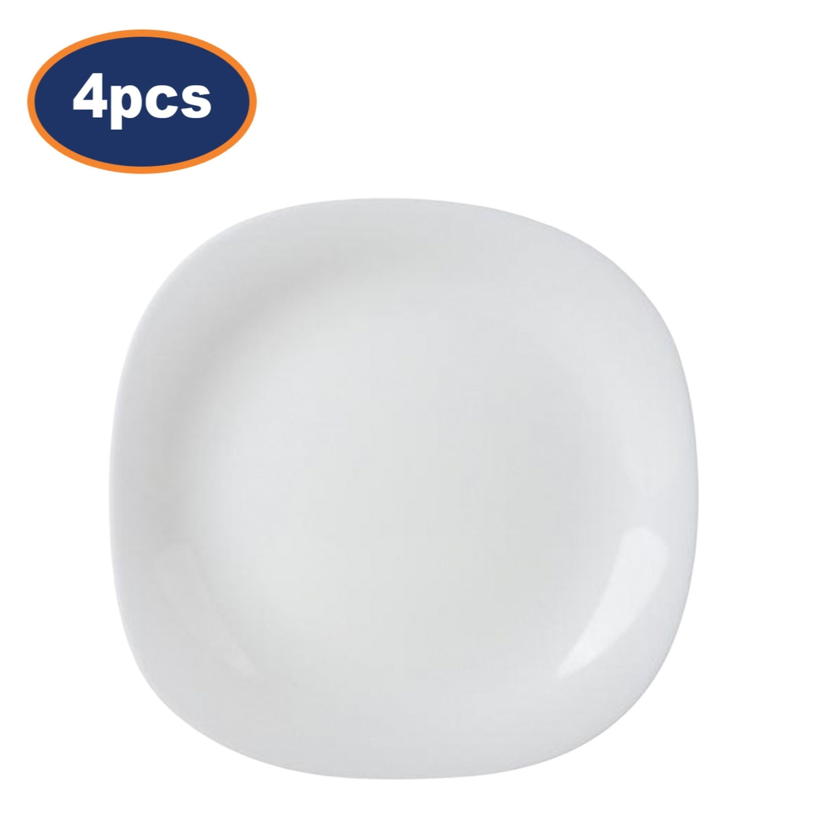 4Pcs 26cm Square Opal Glass White Flat Dinner Plate