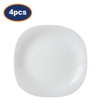 4Pcs 26cm Square Opal Glass White Flat Dinner Plate