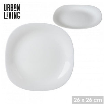 26cm Square Opal Glass White Flat Dinner Plate
