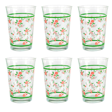 Set Of 6 Pasabahce Floral 290ml Clear Glass