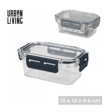 375ml Clear Plastic Container with Blue Clip Lid Storage