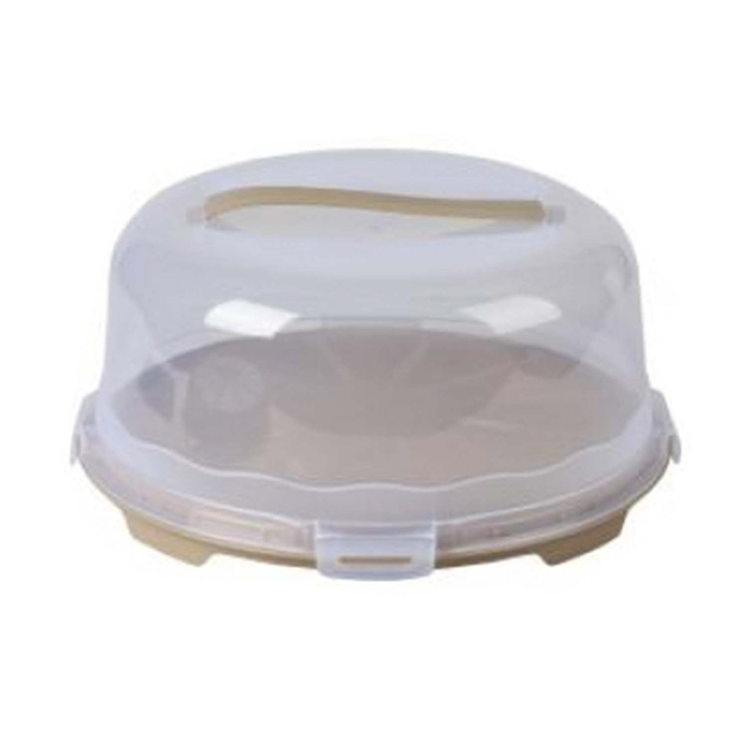 33cm Plastic Brown Reusable Cake Container With Clear Lockable Lid