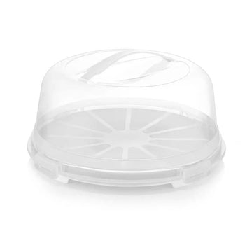 33cm Plastic Grey Reusable Cake Container With Clear Lockable Lid