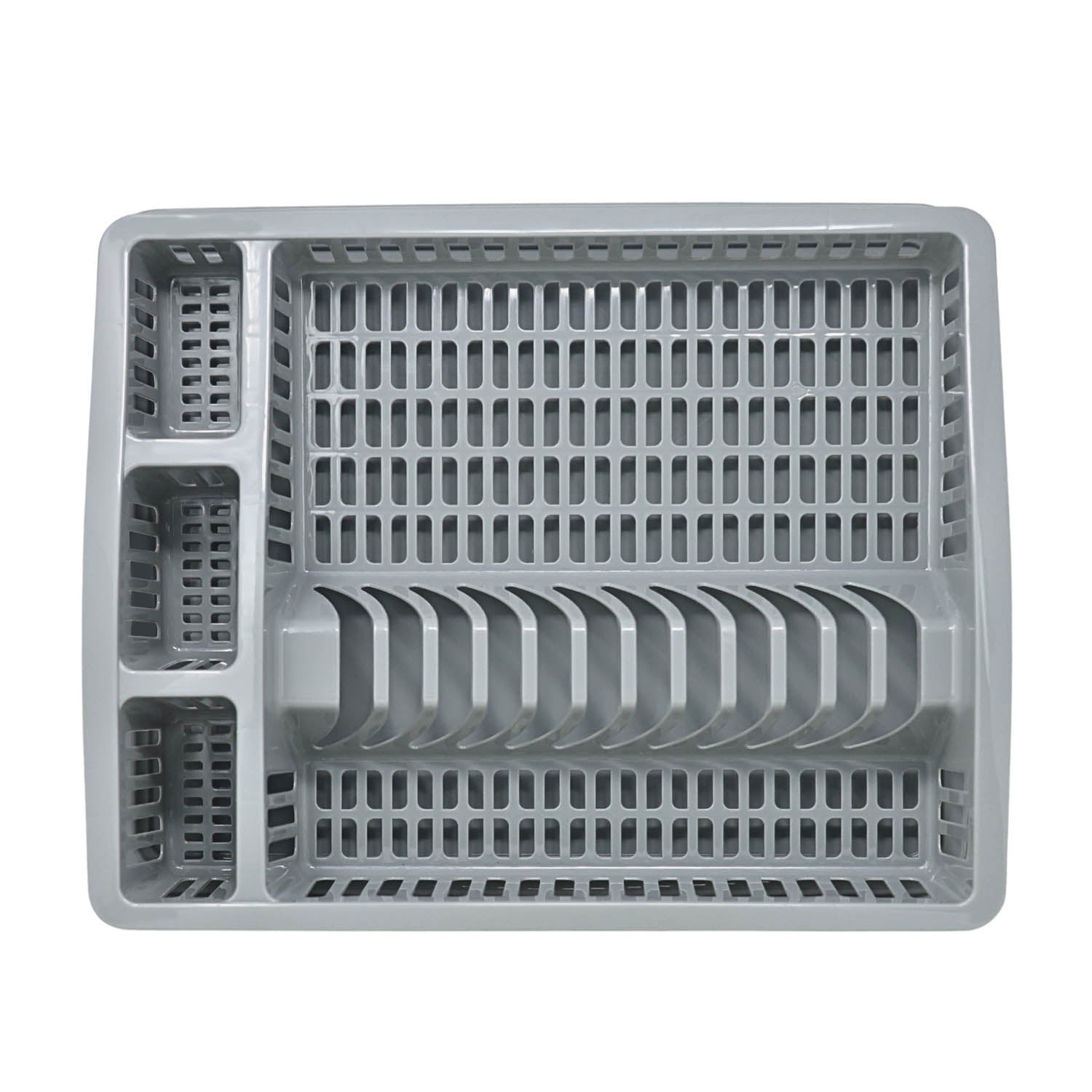 Grey Plastic Dish Drying Rack With Drip Tray