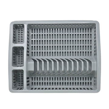 Grey Plastic Dish Drying Rack With Drip Tray