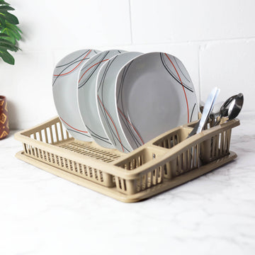 Dune Plastic  Dish Drying Rack With Drip Tray