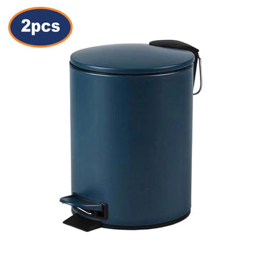 2pcs Metal Dark Blue w/ Soft Close Lid 3L Pedal Bin