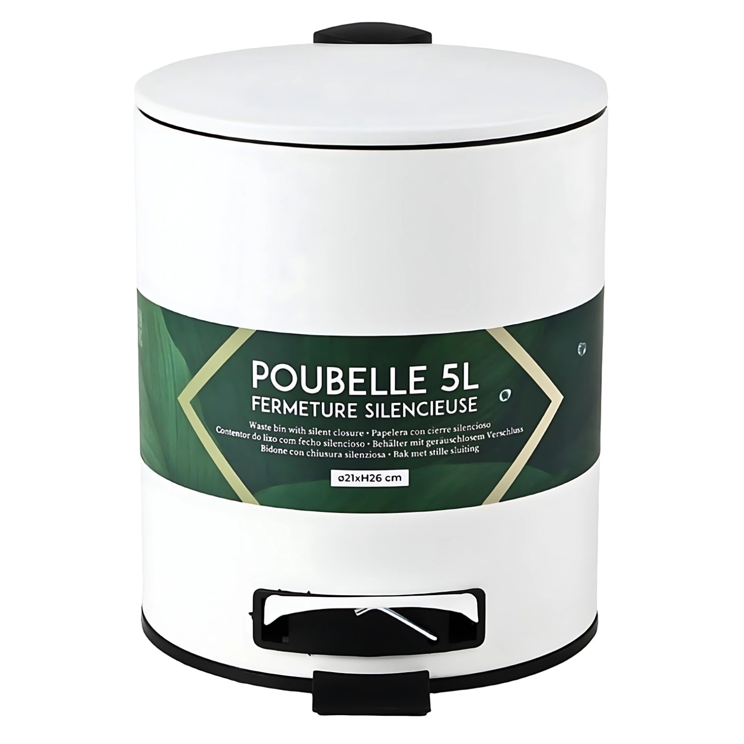 Metal Ivory White w/ Soft Close Lid 5L Pedal Bin