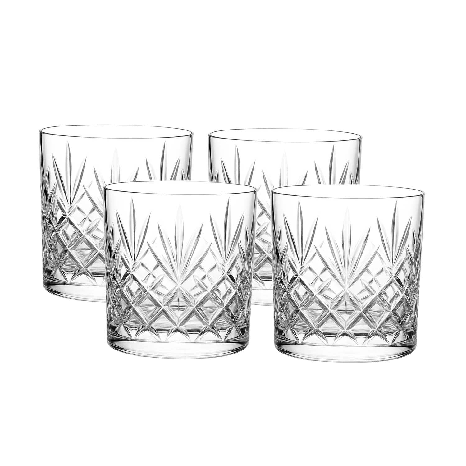 4Pcs 340ml Crystal Cut Design Whiskey Glass Set
