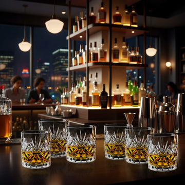 6Pcs 340ml Crystal Cut Design Whiskey Glass Set