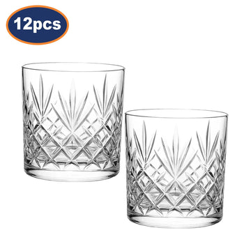 12Pcs 340ml Crystal Cut Design Whiskey Glass Set