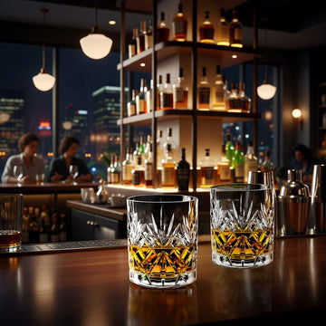 2Pcs 340ml Crystal Cut Design Whiskey Glass Set