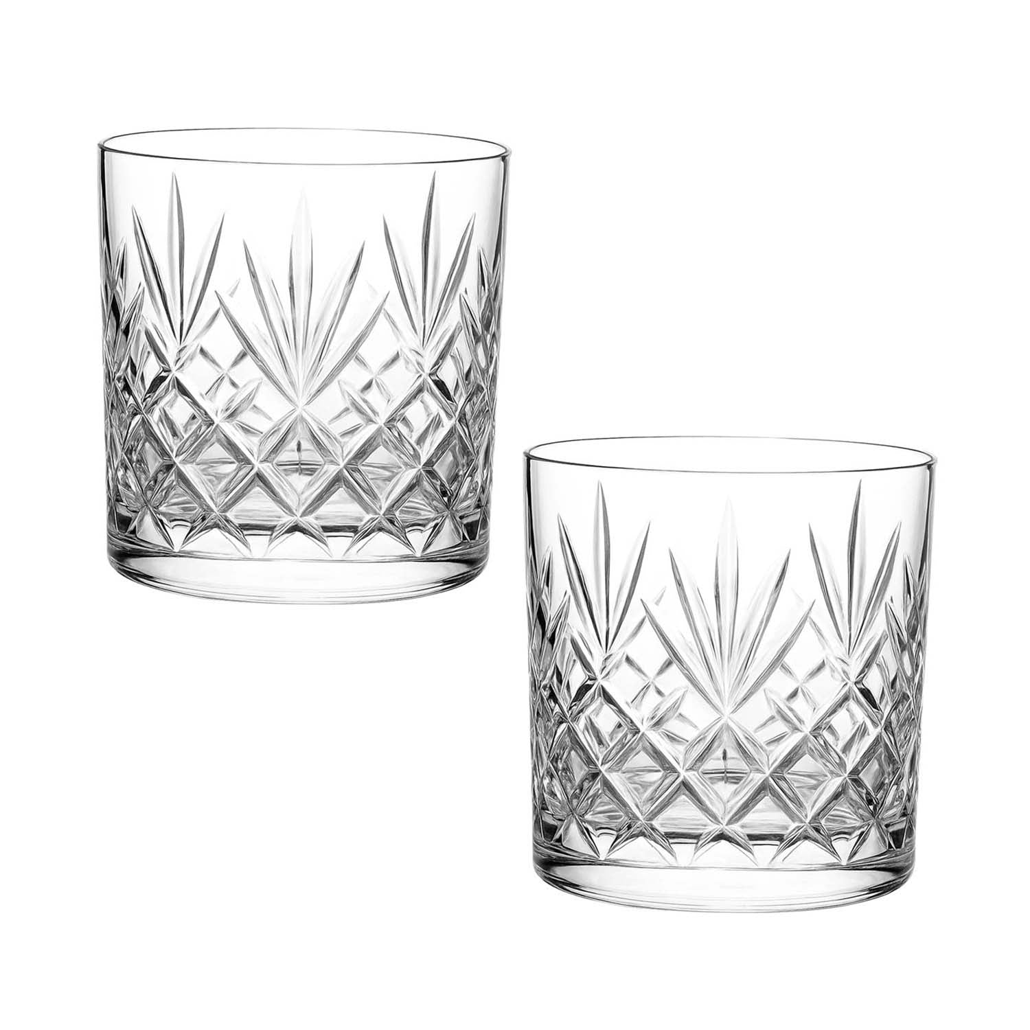 2Pcs 340ml Crystal Cut Design Whiskey Glass Set