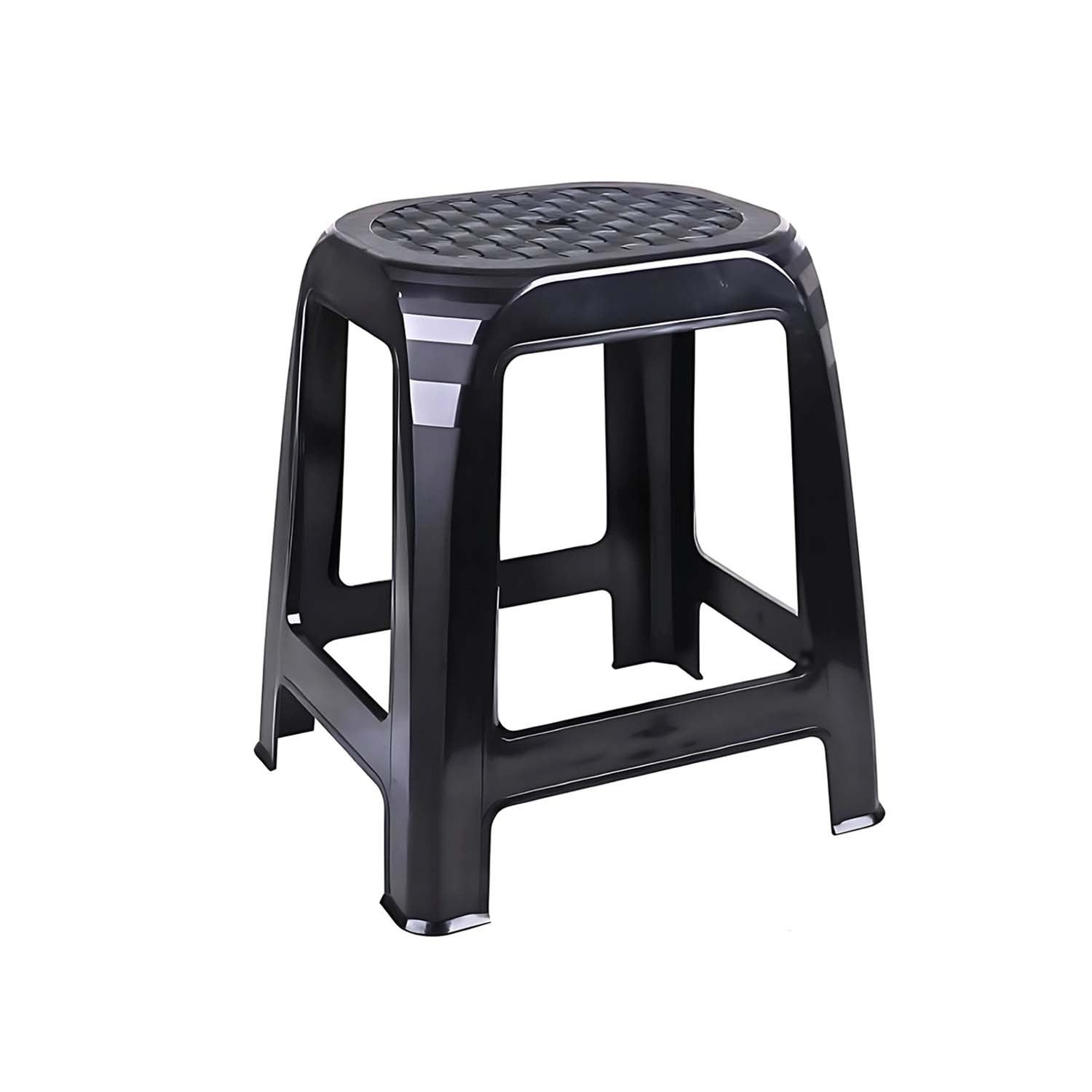 Black Rattan Plastic Stool