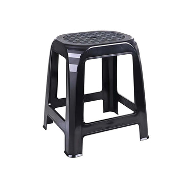 2Pcs Black Rattan Plastic Stools