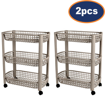 2Pcs 3 Tier Trolley Cart