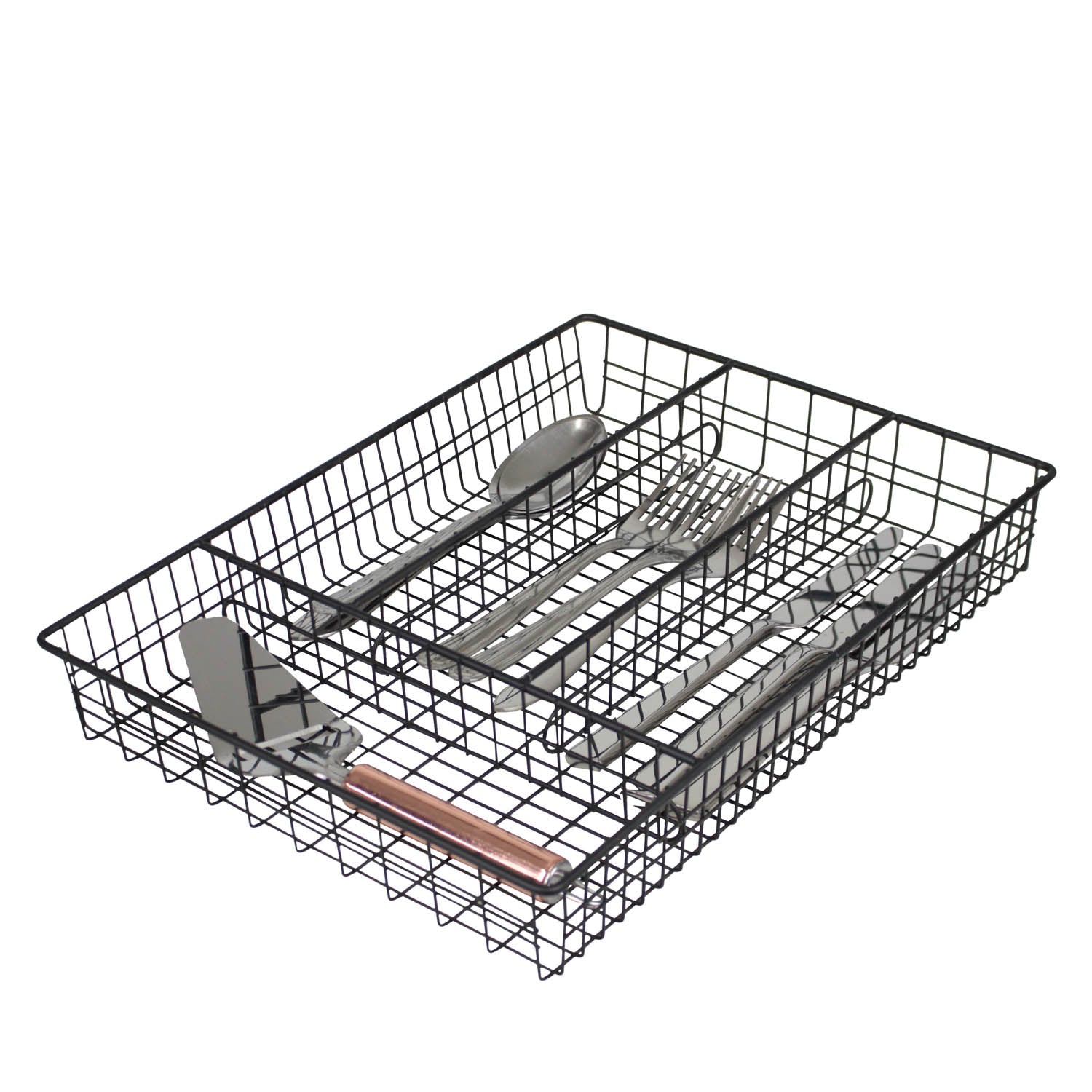 Kitchen Cutlery Tray Metal Wire Black Organiser Holder