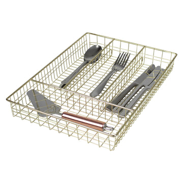 Kitchen Cutlery Tray Metal Wire Gold Organiser Holder