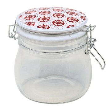 450ml Floral Design Airtight Glass Storage Jar