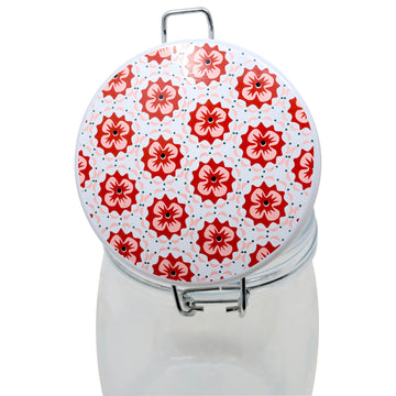 450ml Floral Design Airtight Glass Storage Jar