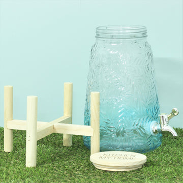 Large 4L Glass Water Drinks Dispenser Jug with Stand & Lid
