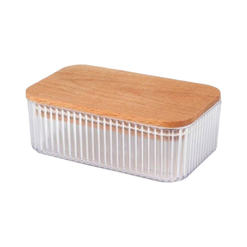 3Pcs Samba 500ml Clear Ribbed Butter Dish With Wood Lid