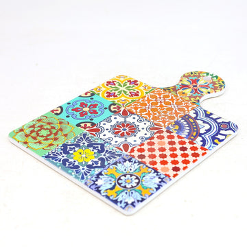 1Pc Square Ceramic Serving Placemat With Handle